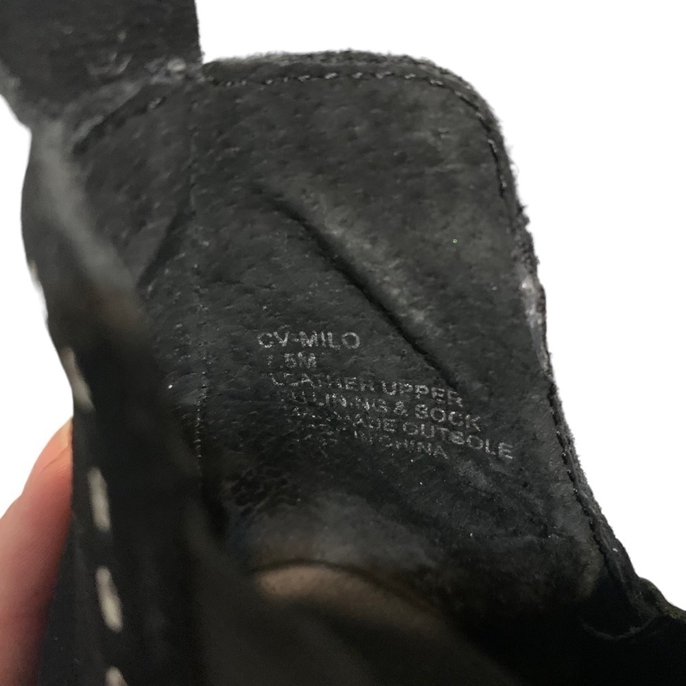 Chelsea & Violet shoes Milo black leather suede grommet hidden wedge sneaker 7.5 - Picture 10 of 11
